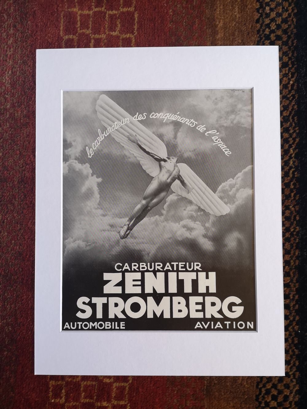 Affiche publicitaire pneus carburateur zenith stromberg - impression originale de 1938