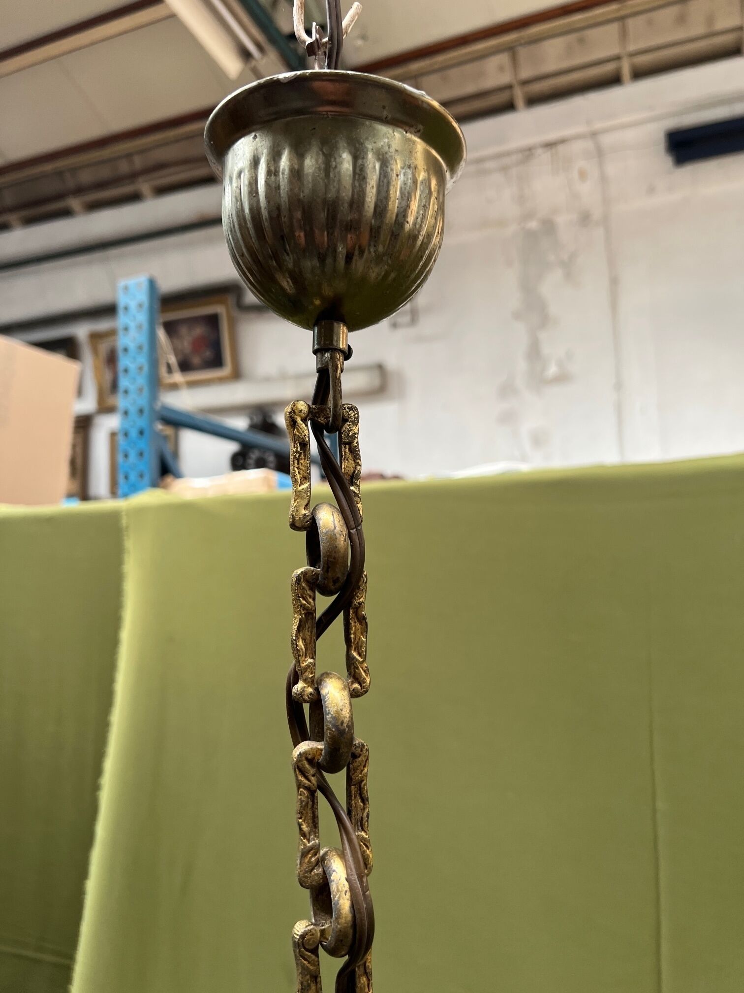 Art Deco chandelier decorated with solid bronze figures