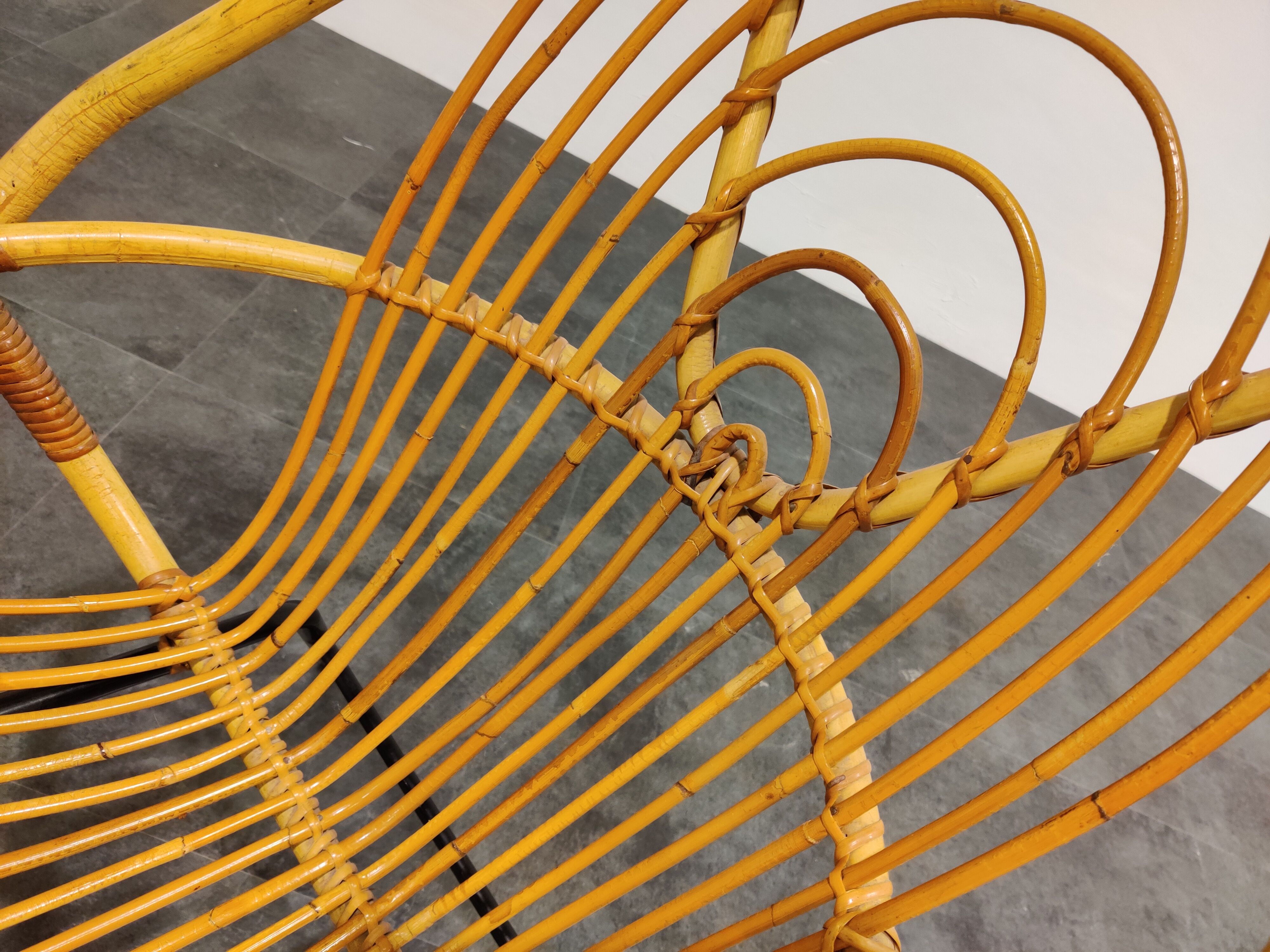 Vintage rattan armchair by Rohe Noordwolde 1960s