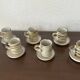 Set of 6 vintage glazed stoneware cups and saucers from the 1950s, new.