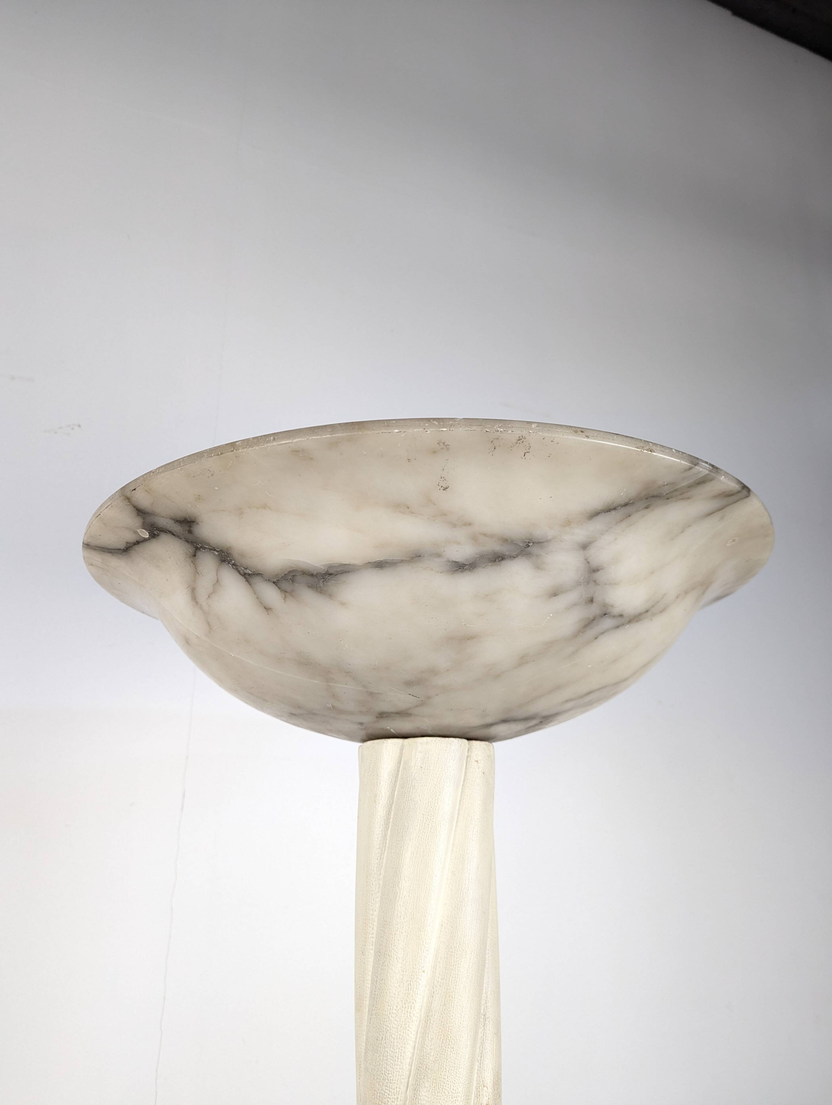 1950s floor lamp with alabaster shade