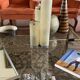 Hollywood regency fiberglass and brass table lamp, Italy 1970s