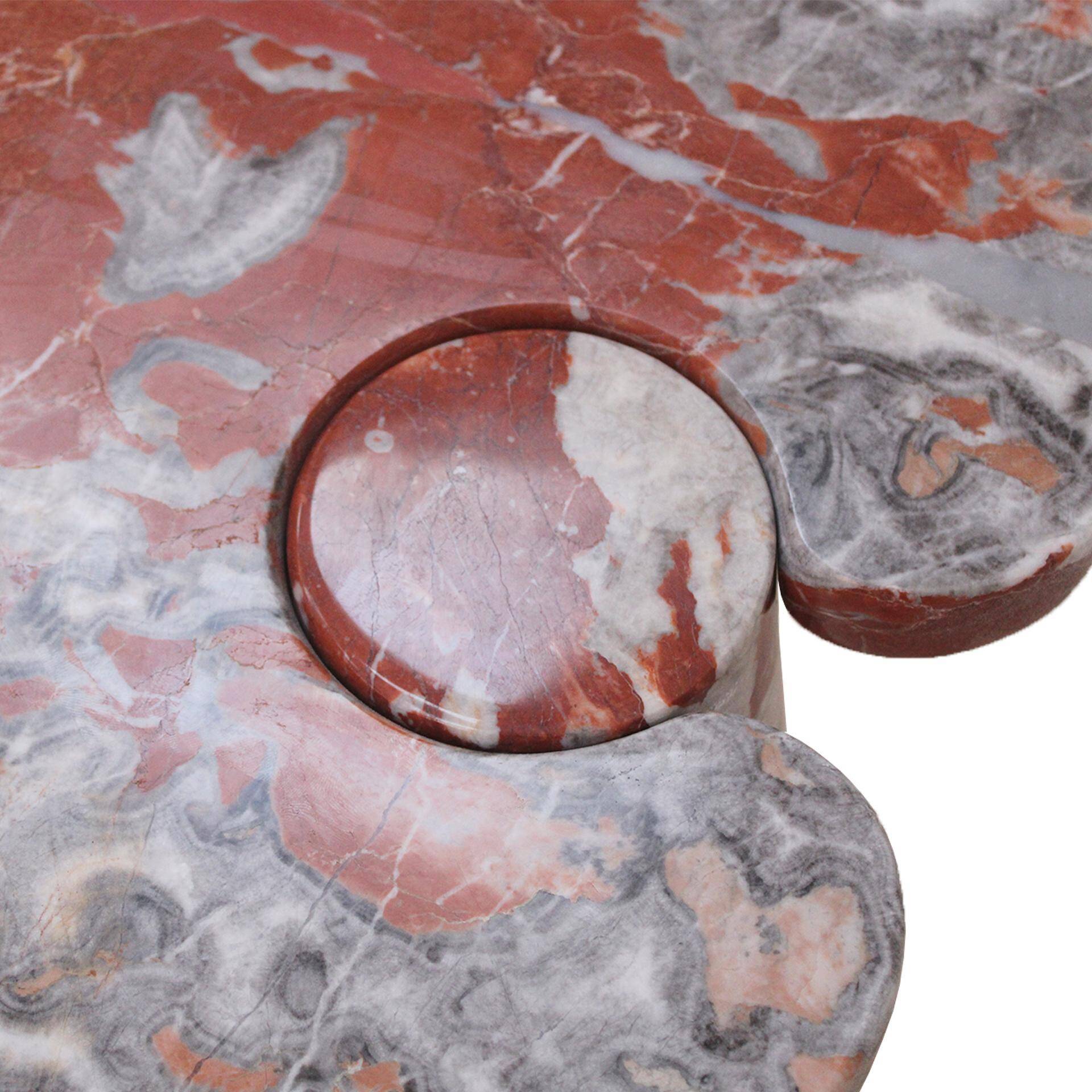 Mid Modern Angelo Mangiarotti Italian Eros Pair of Consoles tables in Red Marble