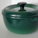 Round green enamelled cast iron casserole Nomar Staub vintage