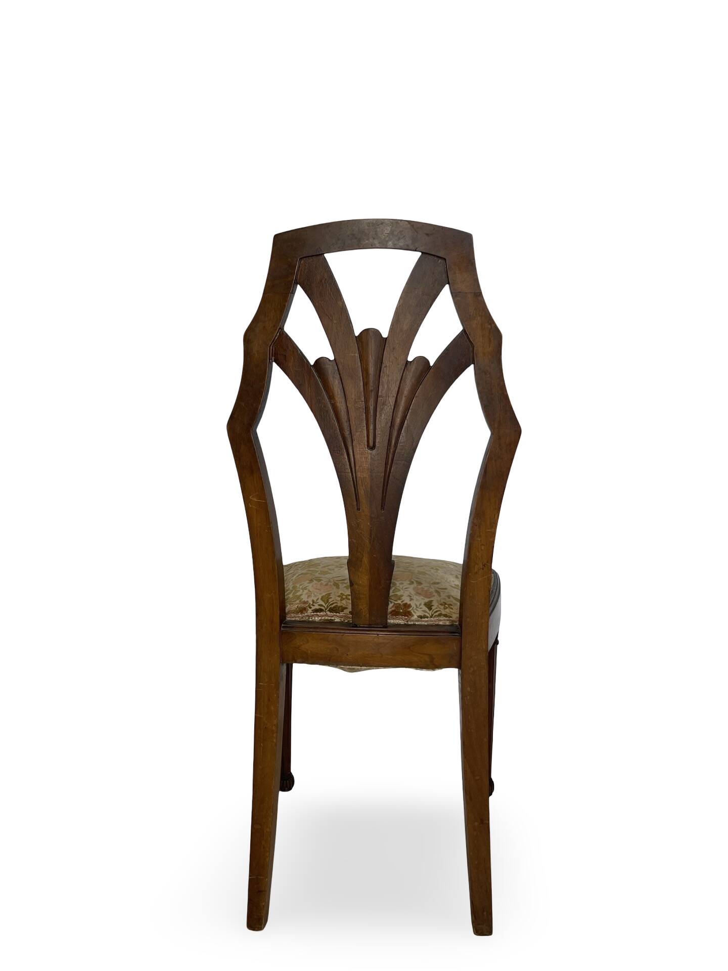 Ensemble de 6 chaises de salle à manger en noyer sculpté Art Déco, années 1920/1930