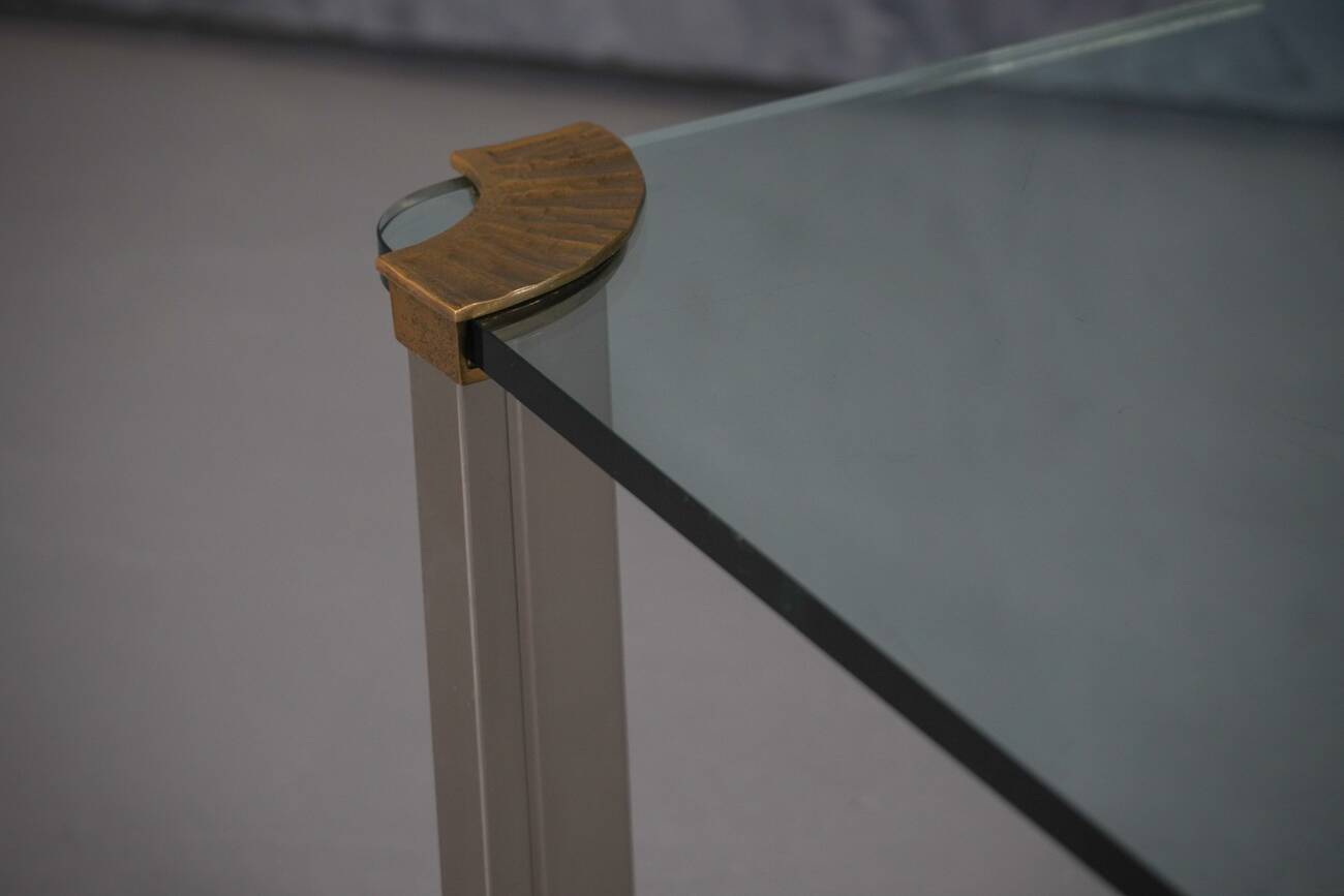 Vintage bronze and glass small coffee table by Peter Ghyczy, Germany 1970s