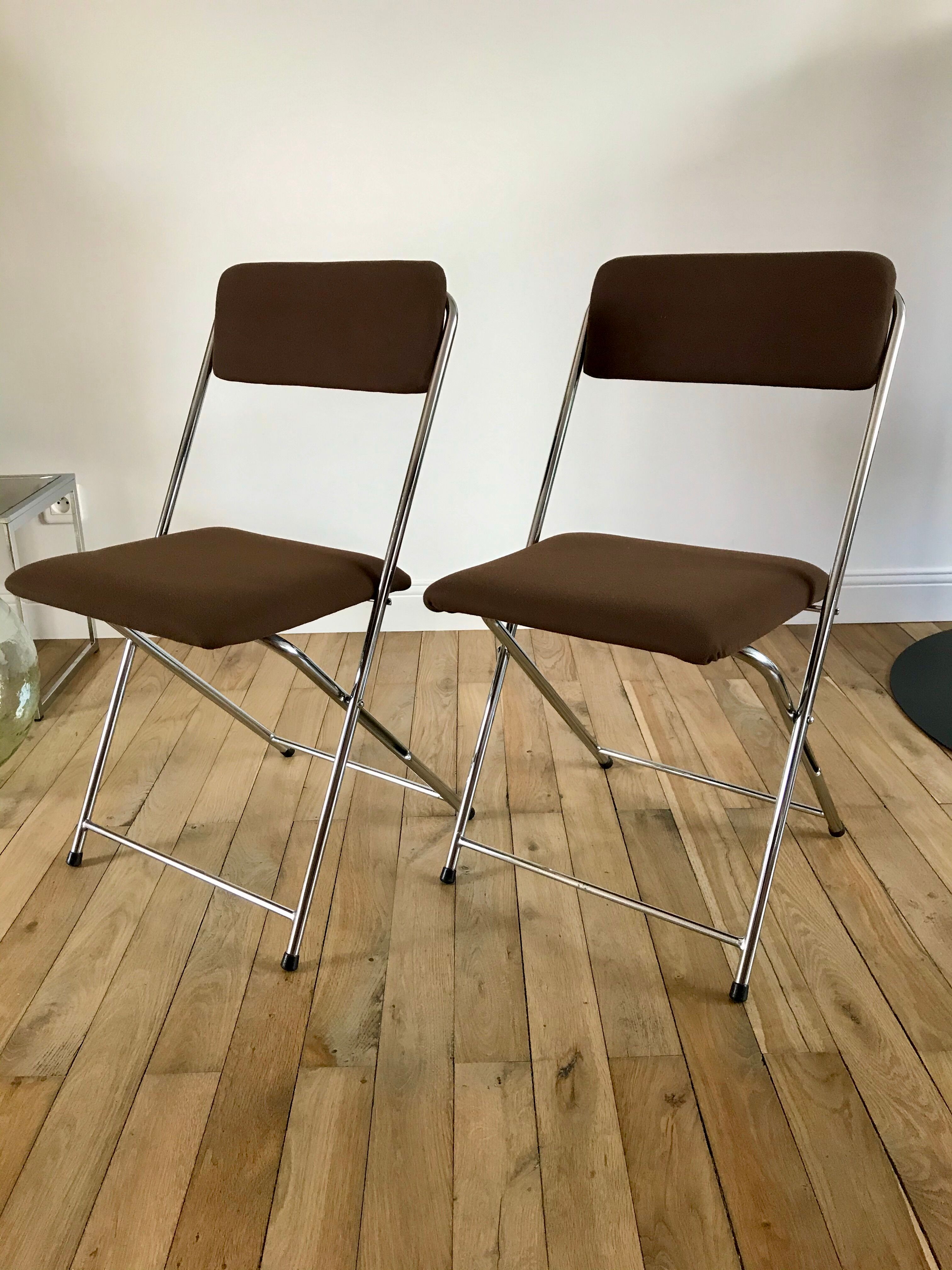 Pair of folding chairs eyrel made in france 1970s