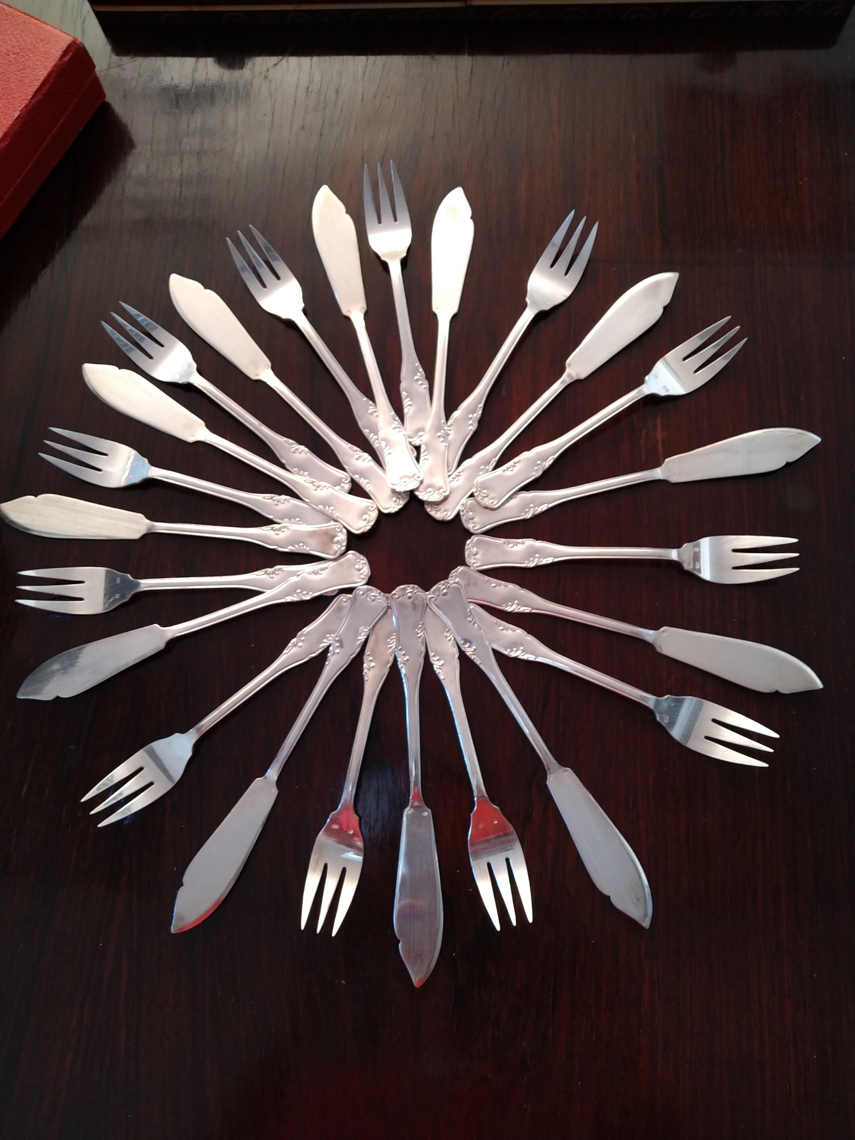 Silver metal fish service