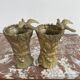 Pair of vases, solid bronze, gilded, early 20th century work, dove decoration, sheaf of wheat, art