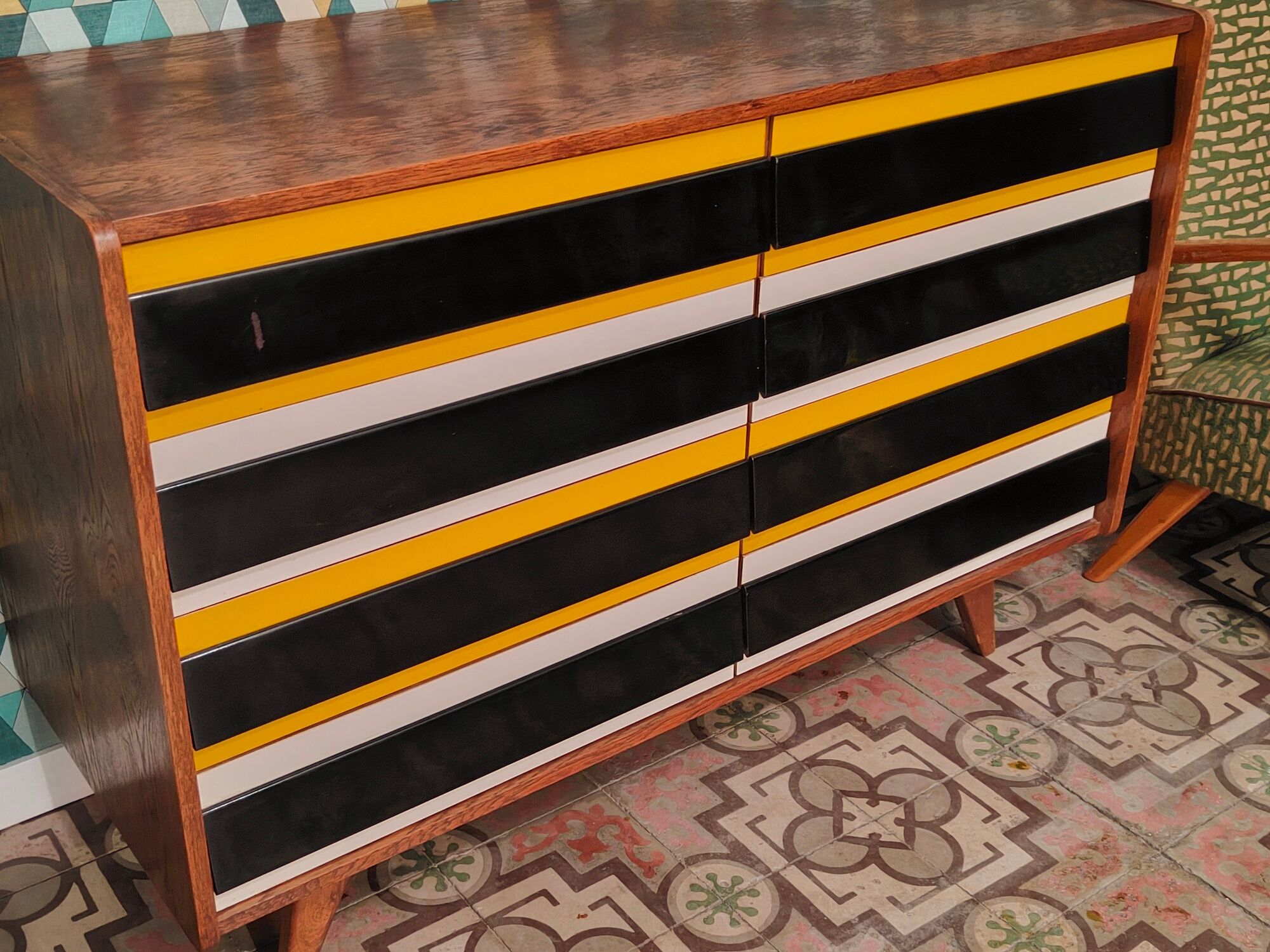Chest of drawers U 453 Yellow by Jiri Jiroutek for Interier Praha, old edition from 1962