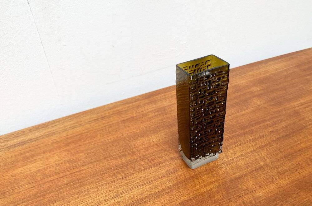 Brutalist bubble glass vase from the German space age mid-century by Emil Funke for Gral, 1960s.