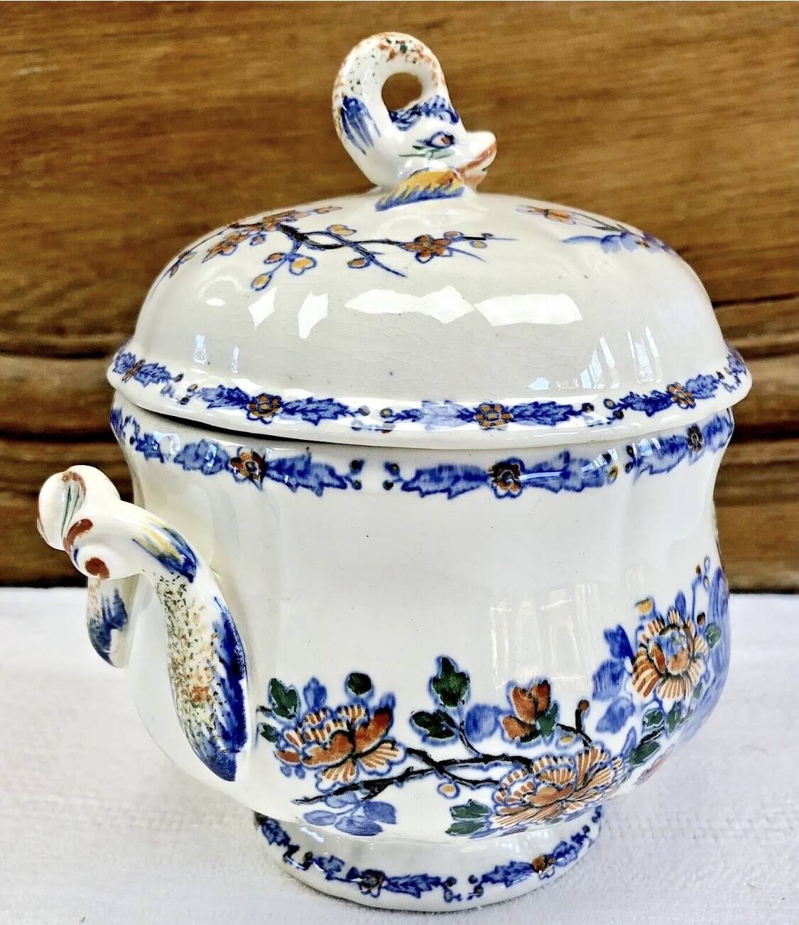 Gien sugar bowl rooster and peonies model 1938 1960