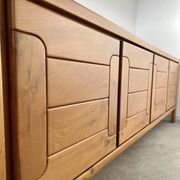 Large sideboard Regain in solid elm wood XXL 4 doors 70s