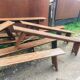 lot of 10 '30s bistro benches in pretty pattine fir