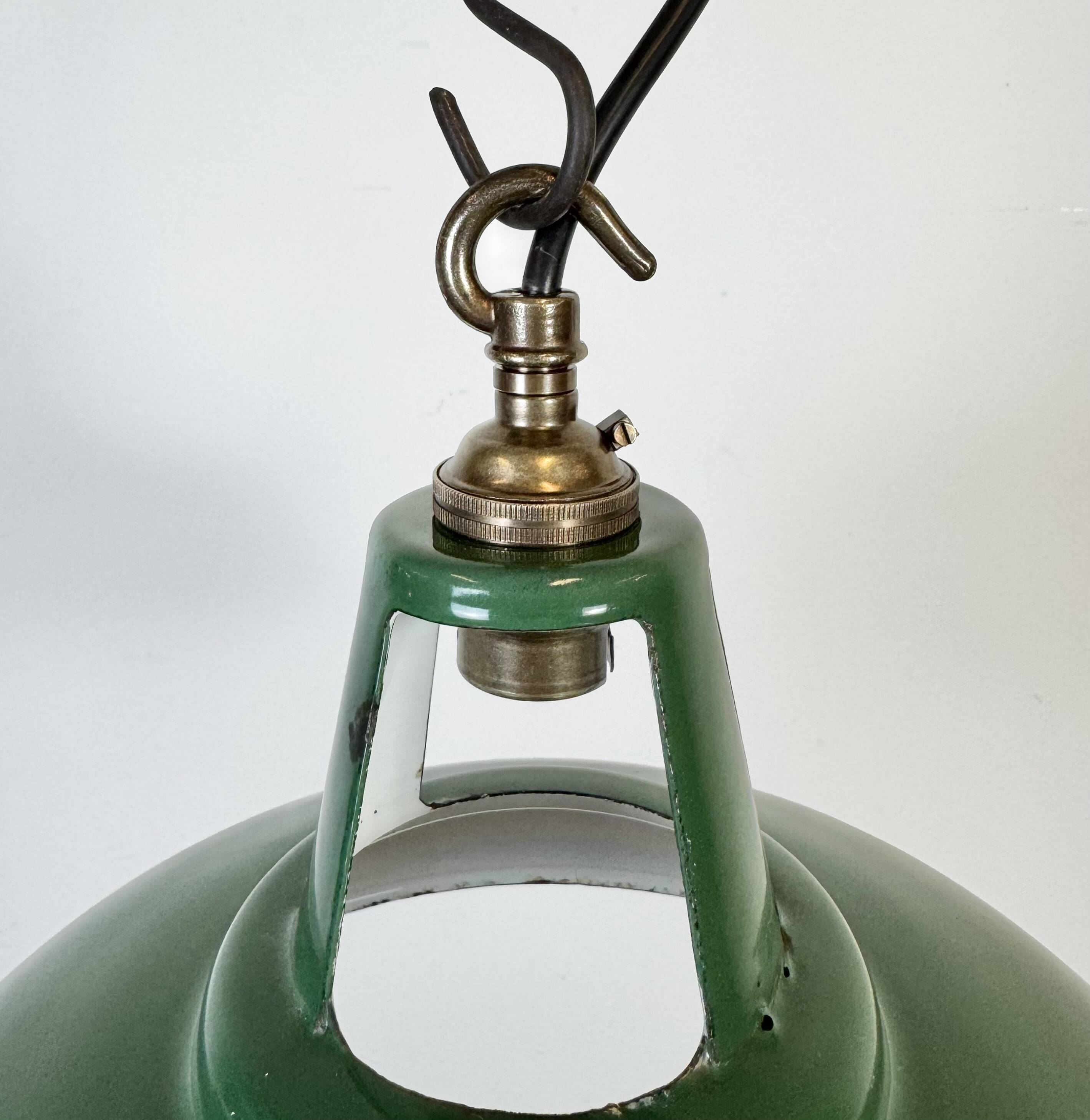 Industrial Green Enamel Factory Pendant Lamp, 1960s