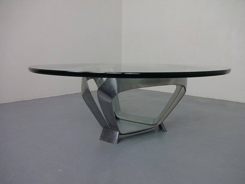 Glass coffee table by Knut Hesterberg for Ronald Schmitt, 1960s.