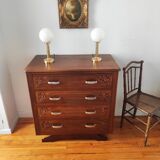 Art Deco chest of drawers in solid walnut
