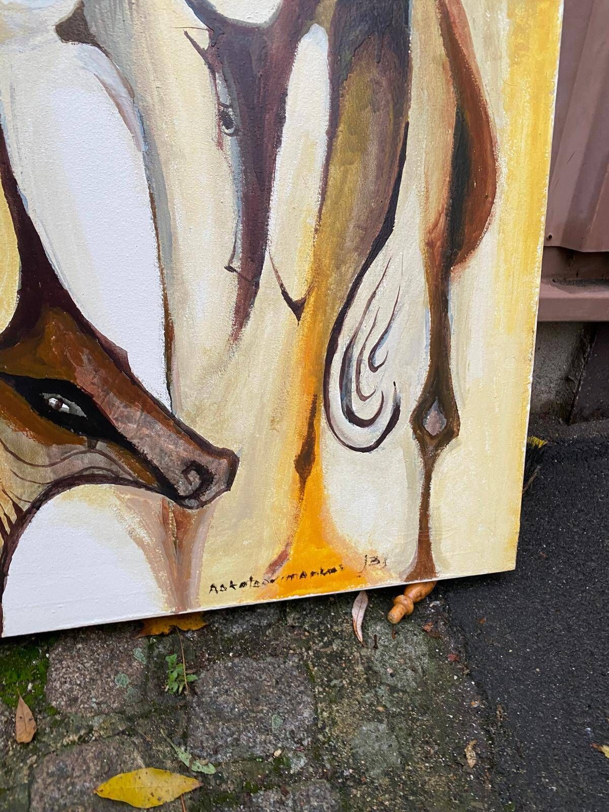 Oil painting on canvas, animals, unframed, 70x100cm