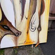 Tableau peinture huile sur toile animaux sans cadre 70x100cm