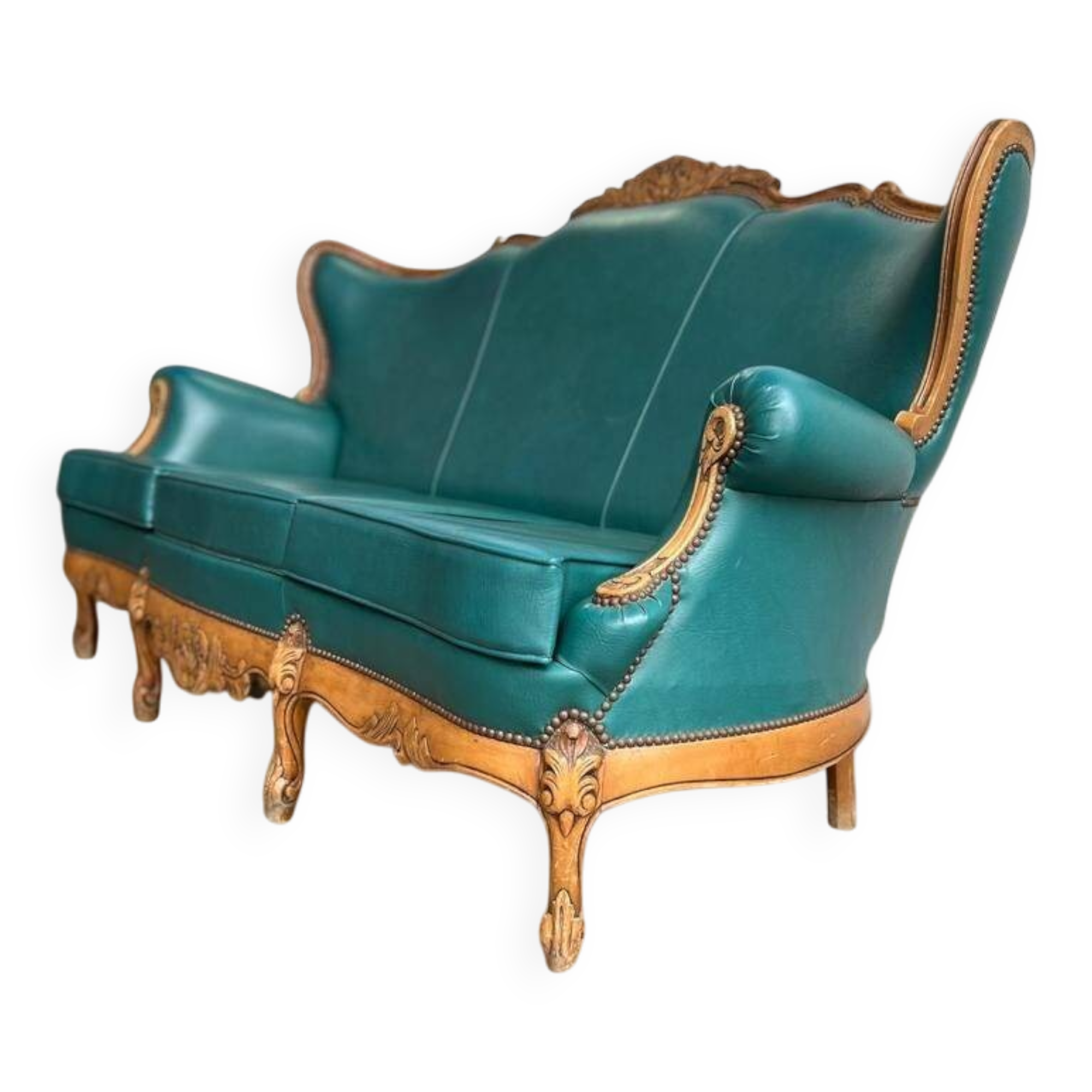 Vintage turquoise baroque armchair / sofa / couch