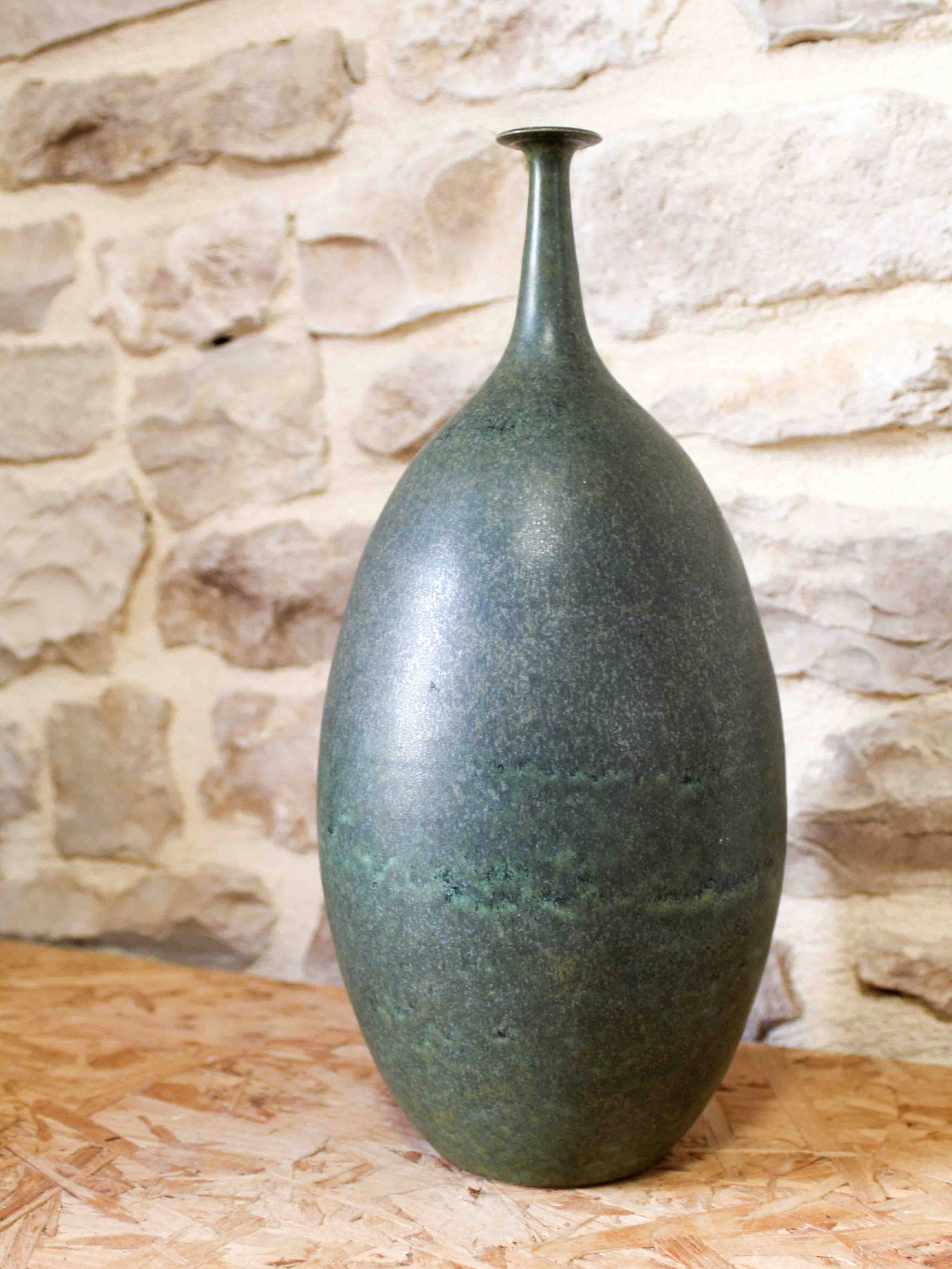 Glazed ceramic bottle vase Gubbels Pottery (Netherlands)