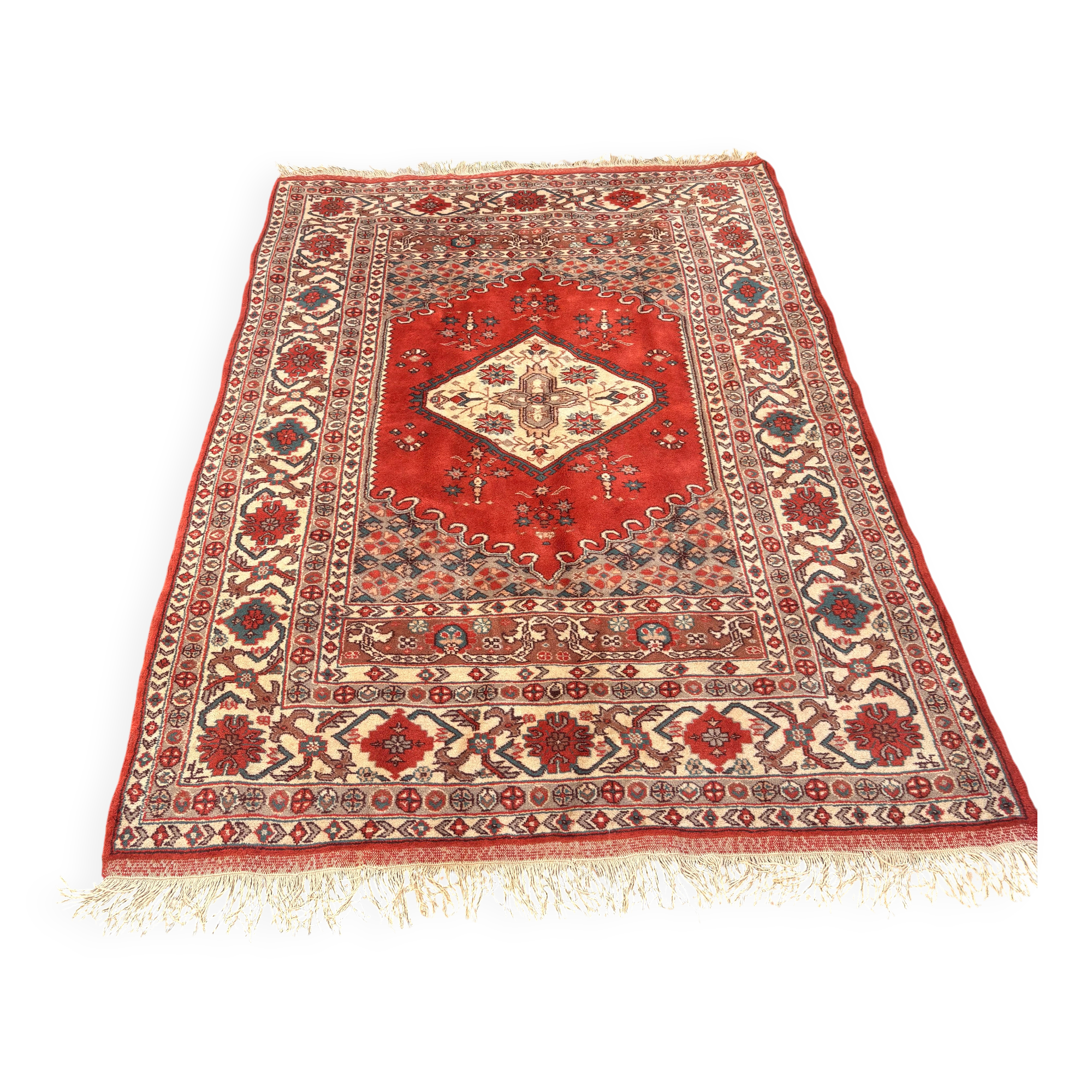 Anatolian Carpet Hand-Knotted Wool Turkey 200x170 Antique Vintage Oriental Red