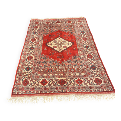 Tapis Anatolie en laine rouge nouée main, Turquie