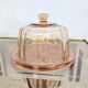 Art Deco pink glass cheese dome