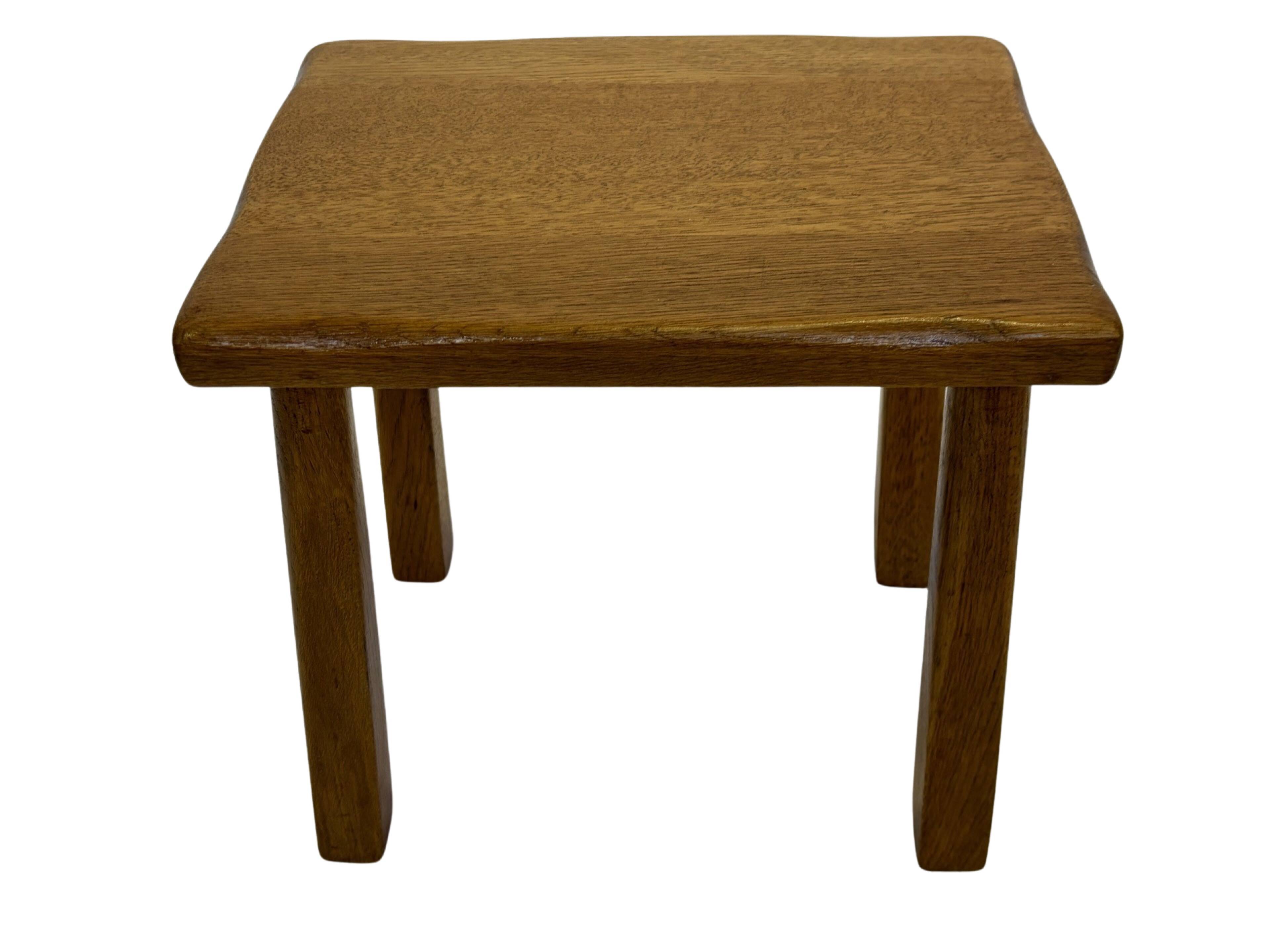 Vintage Set of 3 brutalist oak side or nesting tables 1970s