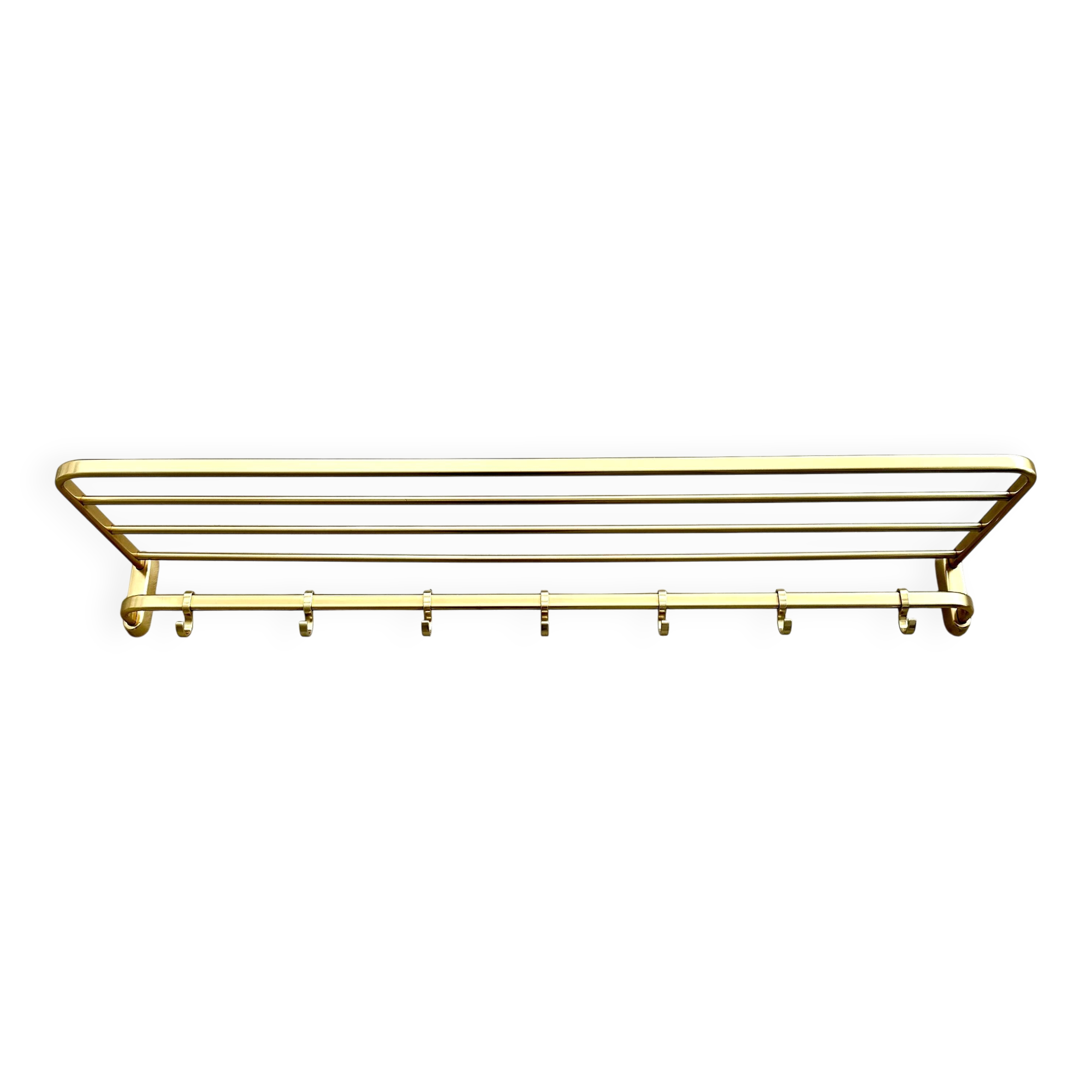 Mid-Century Coat Rack, Gold Coat Rack, Hallway Hook Rail, 1960s