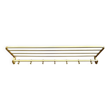 Mid-Century Coat Rack, Gold Coat Rack, Hallway Hook Rail, 1960s