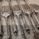 12 silver-plated metal cake forks with 4 prongs, Russian silversmith SFAM.