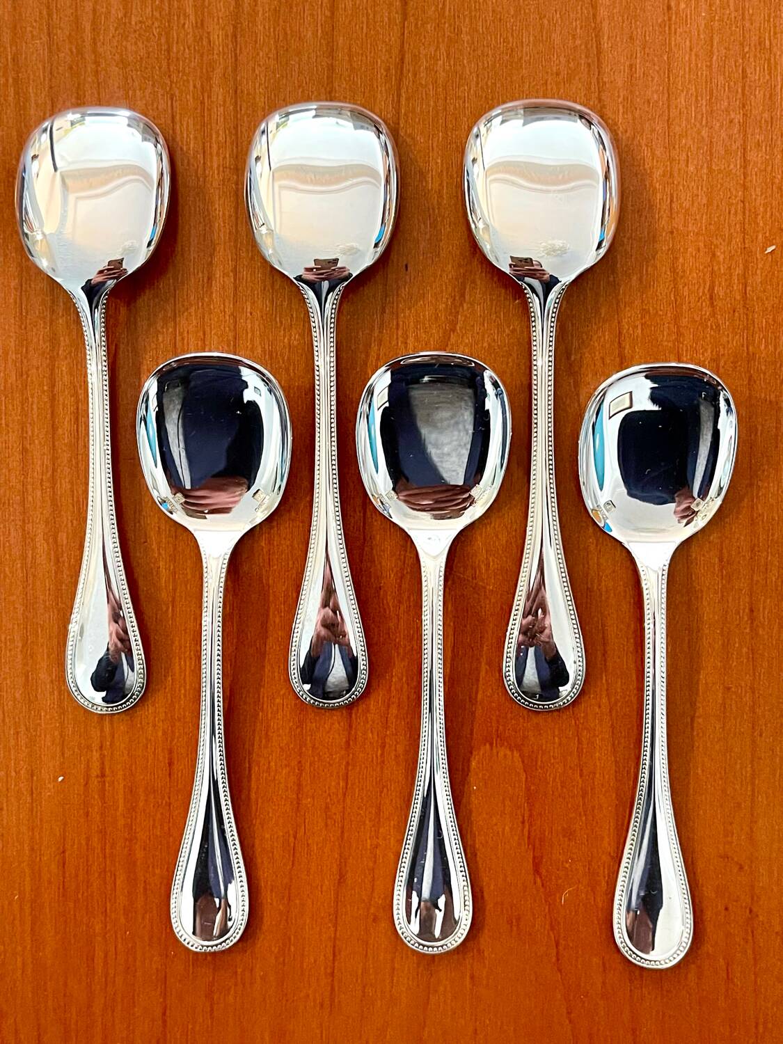 Christofle pearls, 6 ice cream spoons, sorbet, new condition