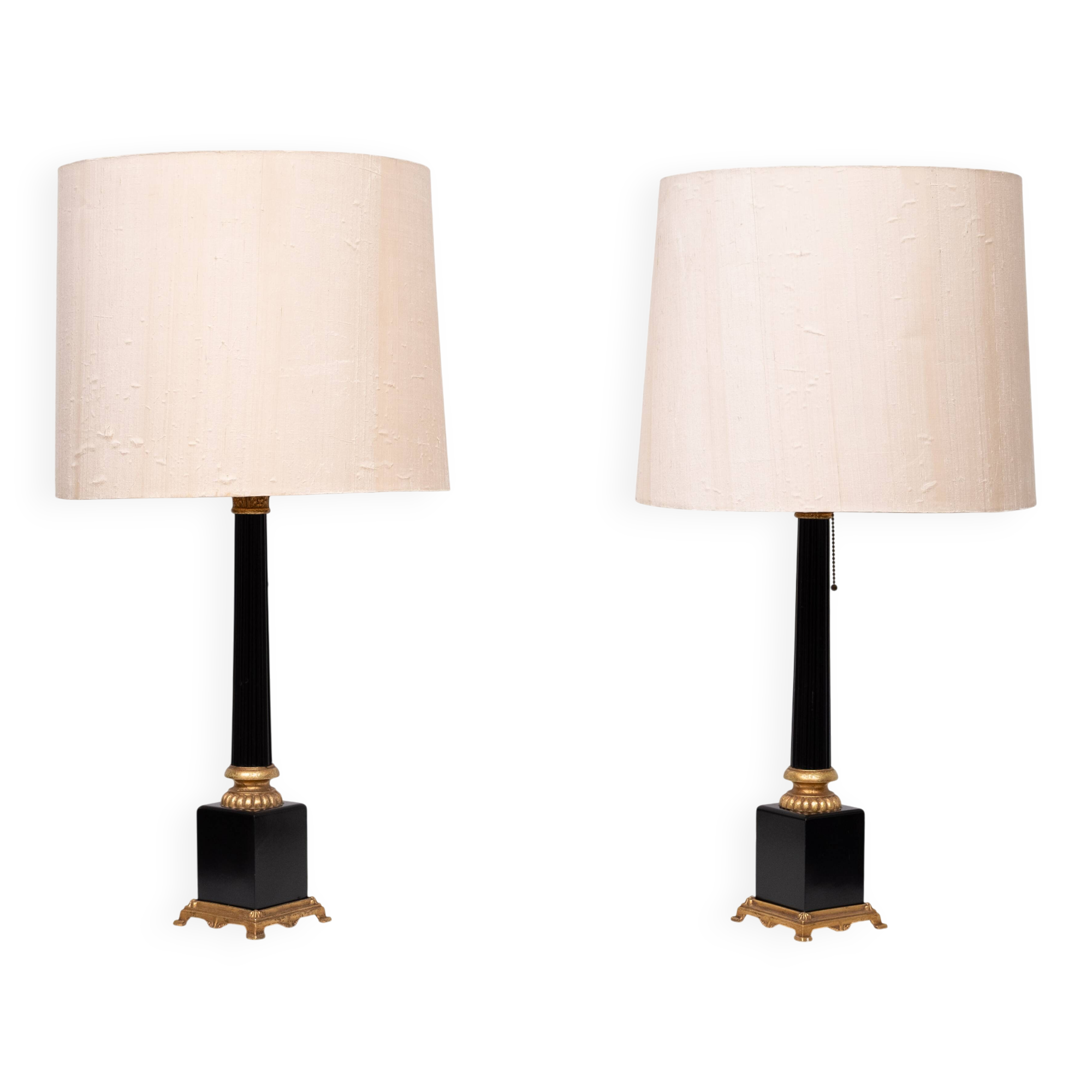 pair Large Colum Table lamps by Loevsky & Loevsky USA 1970s
