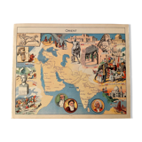 Old illustrated map of the Orient from 1948 - JP Pinchon