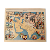 Old illustrated map of the Orient from 1948 - JP Pinchon