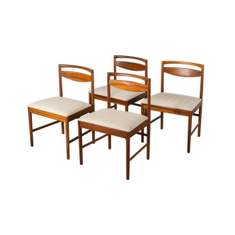 Ensemble de 4 chaises Mcintosh en teck et tissu beige, Royaume-Uni, vers 1970
