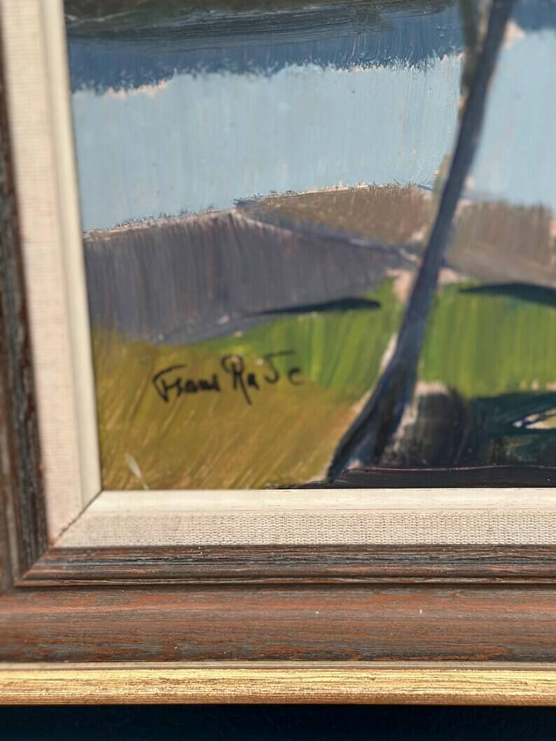 Original Swedish Oil on Panel - "Natural Landscape" by Frans Rase (1913-1994) - Signed - Vintage & Framed - 56 × 48 cm (22" × 18.9")