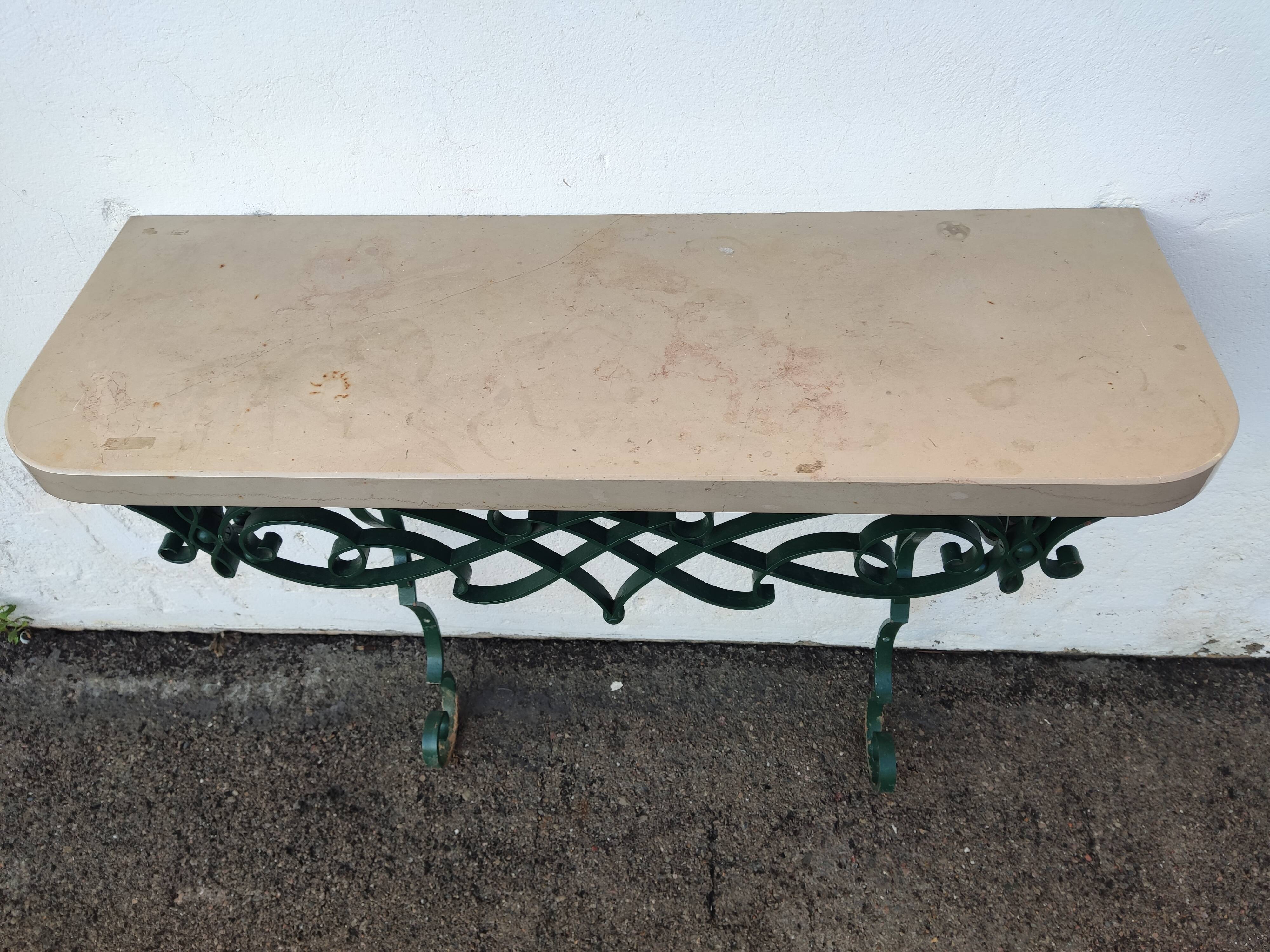 Console en fer forgé et marbre année 60