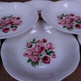 11 Moulin des Loups rose bouquet soup plates