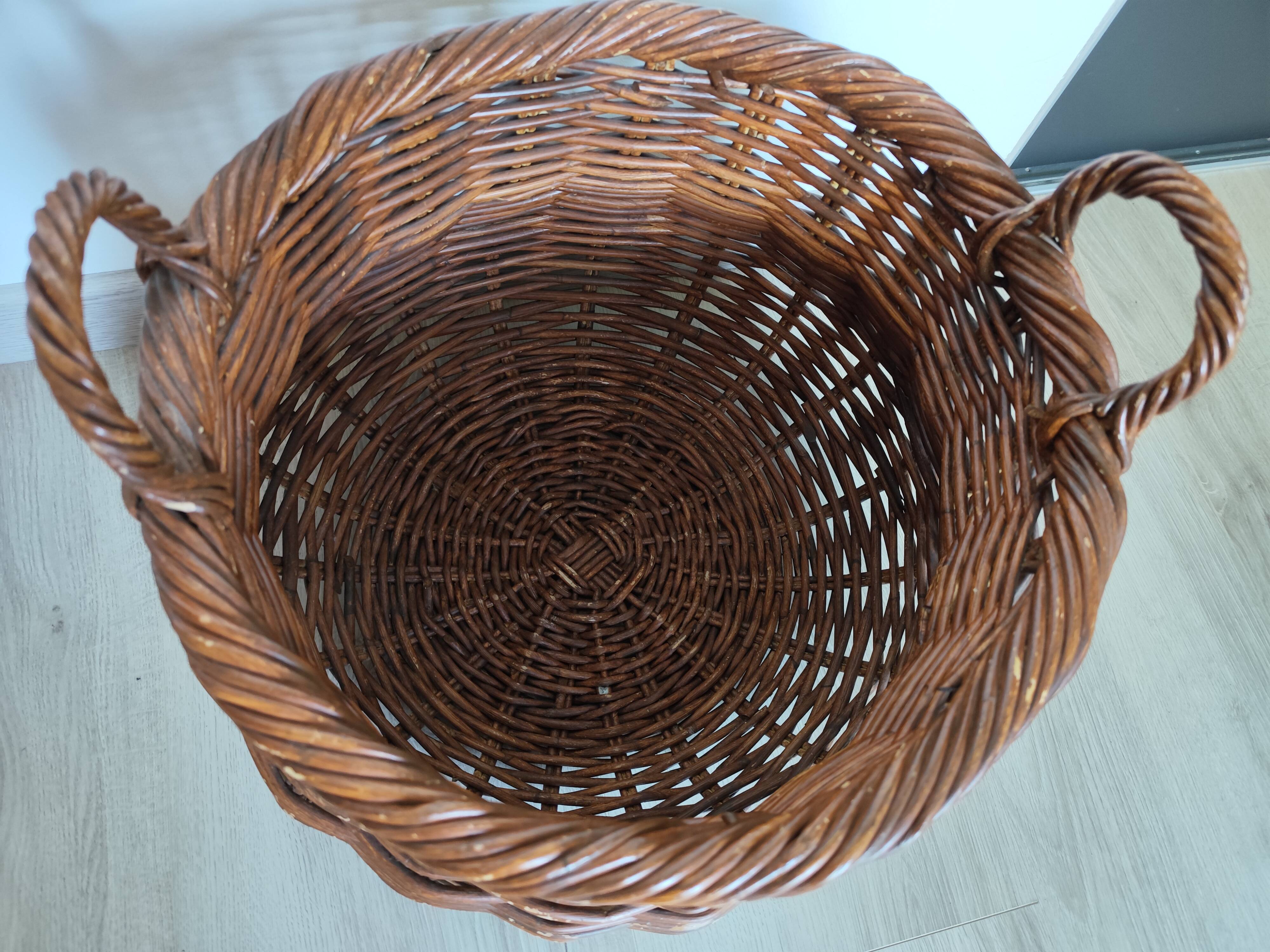 Vintage rattan planter basket