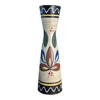 Vase Diabolo West Germany MR Keramik feuilles styles 70s vintage 28,5cm