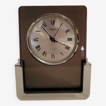 Vintage Rhythm clock or alarm clock in plexi and chrome Japan