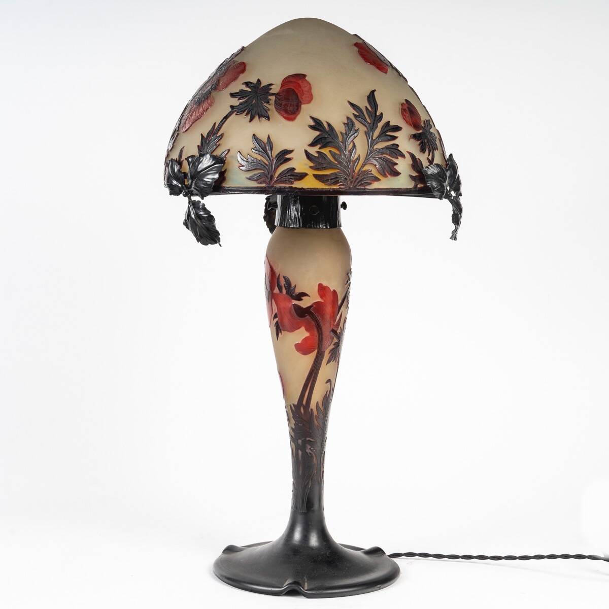 Muller Frères, Lunéville, Lampe « Anémones »  en verre., circa 1920