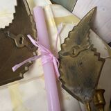 Pair of old bronze/brass wall lights