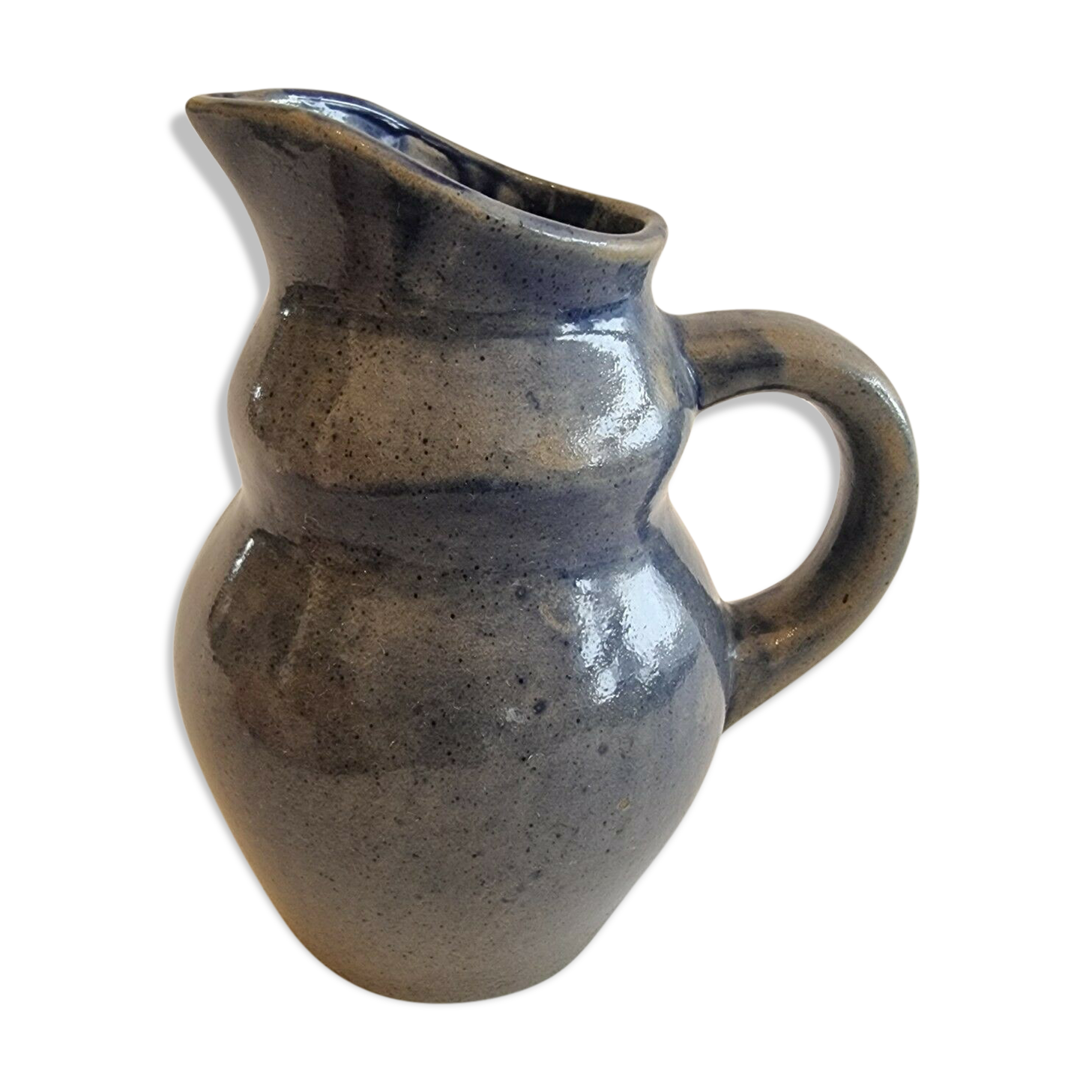 Faience Heraldique Pierrefonds Pitcher blue enamelled sandstone