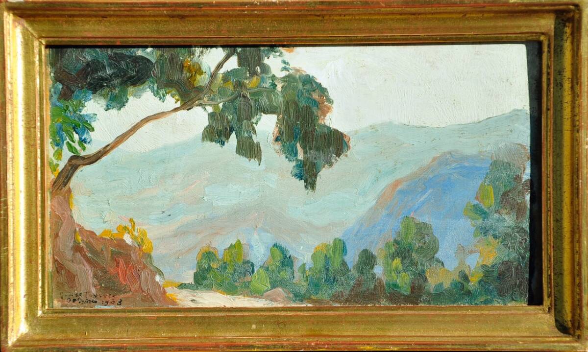 Gaston Simoës de Fonseca: 4 oils on wood (landscapes in Greece)