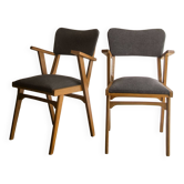 Pair of grey wooden Scandinavian chairs