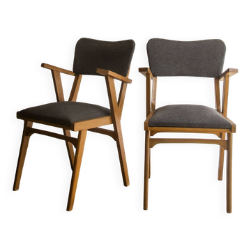 Paire de chaises scandinave en bois grises