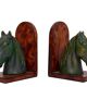 Ceramic and Leather Horses head bookends 1970s